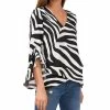 Vince Camuto Women's Flutter Sleeve Zesty Zebra Blouse