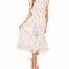 CeCe Women's Smocked-Waist Flutter-Sleeve Midi Dress