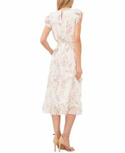 CeCe Women's Smocked-Waist Flutter-Sleeve Midi Dress -Anne Klein Sales Store 23757612 fpx