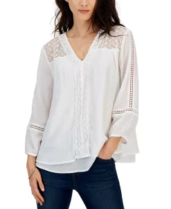 Style & Co Women's 3/4-Sleeve Embroidered Lace Top, Created For Macy's -Anne Klein Sales Store 23757616 fpx