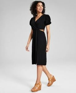 And Now This Women's Puff-Sleeve Cutout Midi Dress -Anne Klein Sales Store 23773220 fpx