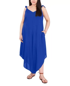 Vince Camuto Plus Size Angled-Hem Tie-Strap Jumpsuit