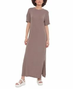 Black Tape Women's Elbow-Sleeve Side-Slit T-Shirt Dress