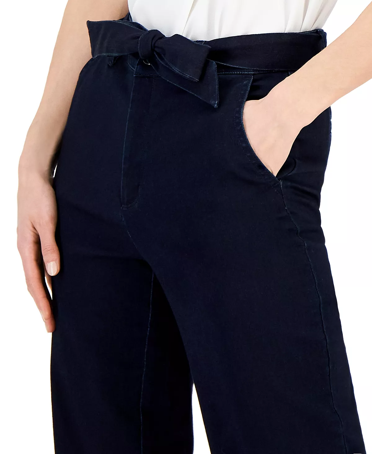 Anne Klein Women's High-Rise Tie-Front Denim Pants 4 Anne Klein Women's High-Rise Tie-Front Denim Pants - Image 4