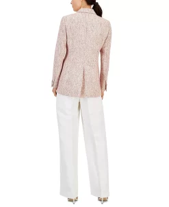 Anne Klein Women's Tweed One-Button Notched-Collar Jacket, V-Neck Camisole & Asymmetrical-Fly Wide-Leg High Rise Pants -Anne Klein Sales Store 23776776 fpx