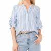 Vince Camuto Women's Split-Neck Ruffle-Sleeve Pin-Tuck Top