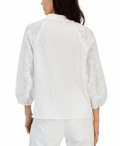 Anne Klein Women's Puff-Sleeve Eyelet-Detail Blouse -Anne Klein Sales Store 23777081 fpx