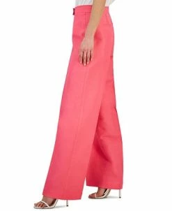 Anne Klein Women's Linen High Rise Wide-Leg Asymmetrical-Fly Pants -Anne Klein Sales Store 23777178 fpx