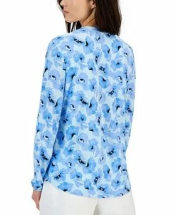 Anne Klein Women's Floral-Print Ity Long-Sleeve Blouse -Anne Klein Sales Store 23777325 fpx