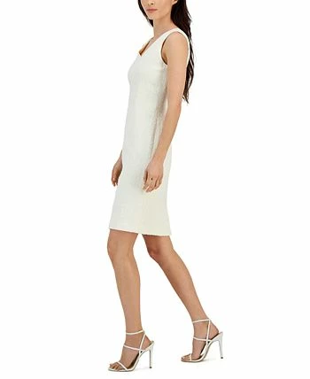 Anne Klein Women's Tweed Sleeveless V-Neck Sheath Dress 3 Anne Klein Women's Tweed Sleeveless V-Neck Sheath Dress - Image 3