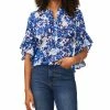 Vince Camuto Women's Flutter Sleeve Pintuck Henley Top