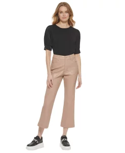 DKNY Women's Faux-Leather Cropped Ankle Pants -Anne Klein Sales Store 23801952 fpx
