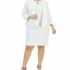 Kasper Plus Size Open-Front 3/4-Sleeve Stretch Blazer & Round-Neck Sleeveless Sheath Stretch Dress
