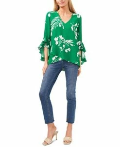 Vince Camuto Women's Floral Whisper Printed Flutter-Sleeve Blouse -Anne Klein Sales Store 23892351 fpx