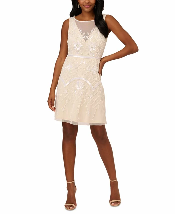 Adrianna Papell Women's Boat-Neck Beaded Sleeveless Dress 1 Adrianna Papell Women's Boat-Neck Beaded Sleeveless Dress