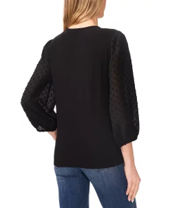 CeCe Women's Clip Dot Mixed Media Pintuck Blouse -Anne Klein Sales Store 23949410 fpx