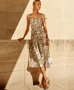 Michael Kors Women's Logo-Print Chain Cutout Dress -Anne Klein Sales Store 24033761 fpx