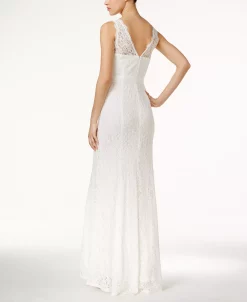 Adrianna Papell Women's Lace V-Neck Satin Sash Gown -Anne Klein Sales Store 8037776 fpx