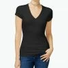 INC International Concepts Women's Ribbed V-Neck Top, Created For Macy's