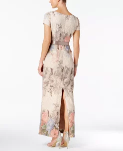 Adrianna Papell Women's Floral-Print Short Sleeve Column Gown 14 Adrianna Papell Women's Floral-Print Short Sleeve Column Gown -Anne Klein Sales Store 8816563 fpx