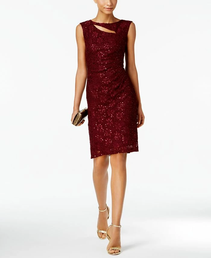 Connected Sequined Lace Cutout Sheath Dress 1 Connected Sequined Lace Cutout Sheath Dress