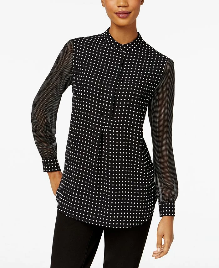 Anne Klein Sheer Dot-Print Blouse 1 Anne Klein Sheer Dot-Print Blouse