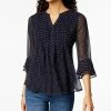 Charter Club Women's Printed Pintuck Top, Created For Macy's